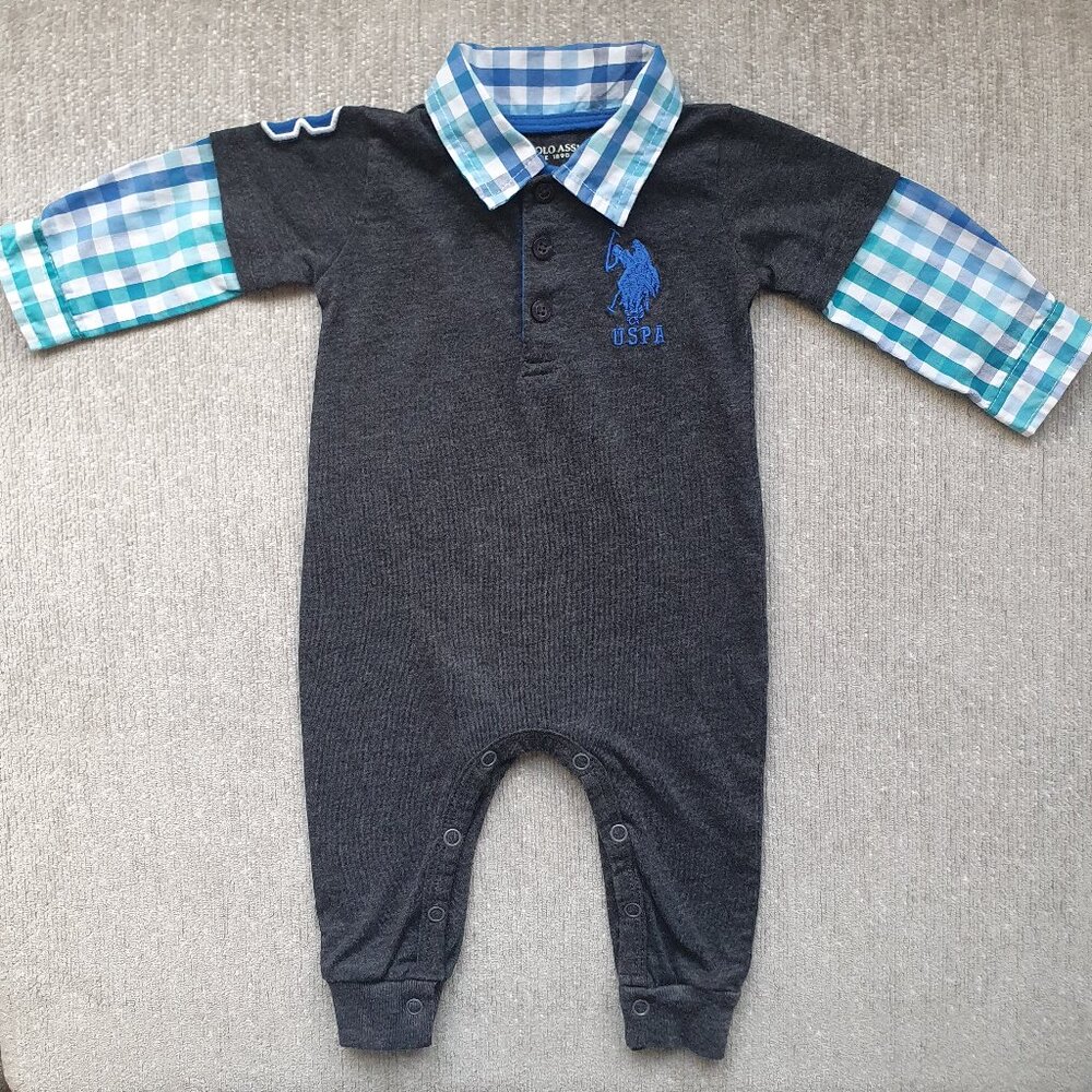 U.S. Polo Assn. Baby Boy Polo Romper Size 3-6 Months EUC